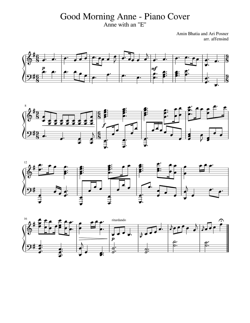 Good Morning Anne Sheet music for Piano (Solo) | Musescore.com