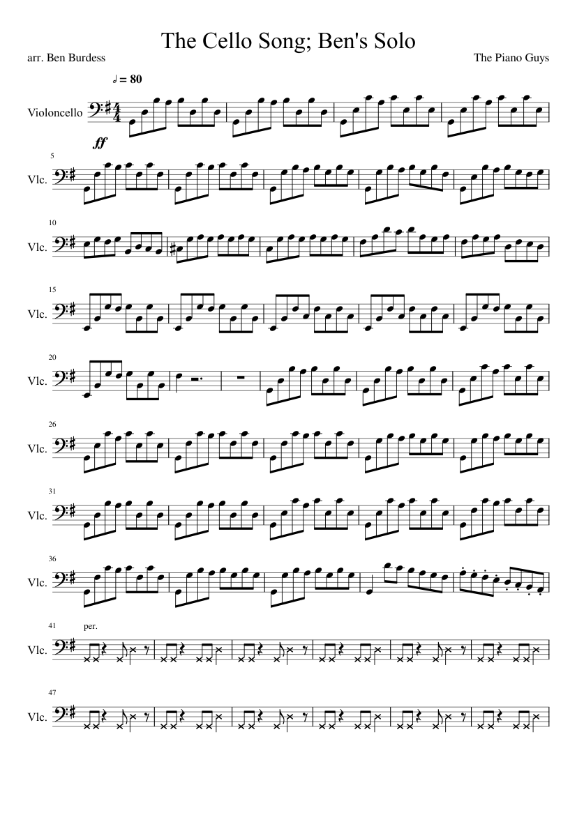Gran universo aceptable Maletín The Cello Song; Ben's Solo Sheet music for Cello (Solo) | Musescore.com