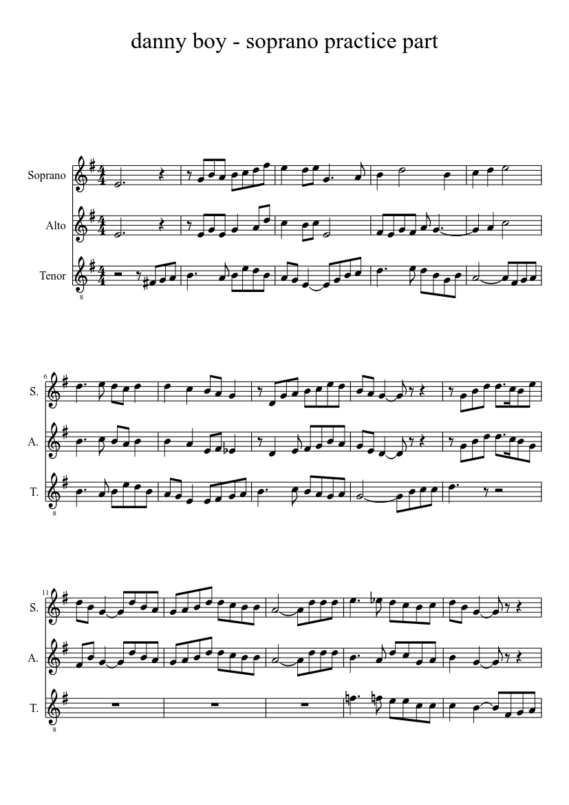 danny boy part 2 - S1/S2 practice file Sheet Music for Soprano
