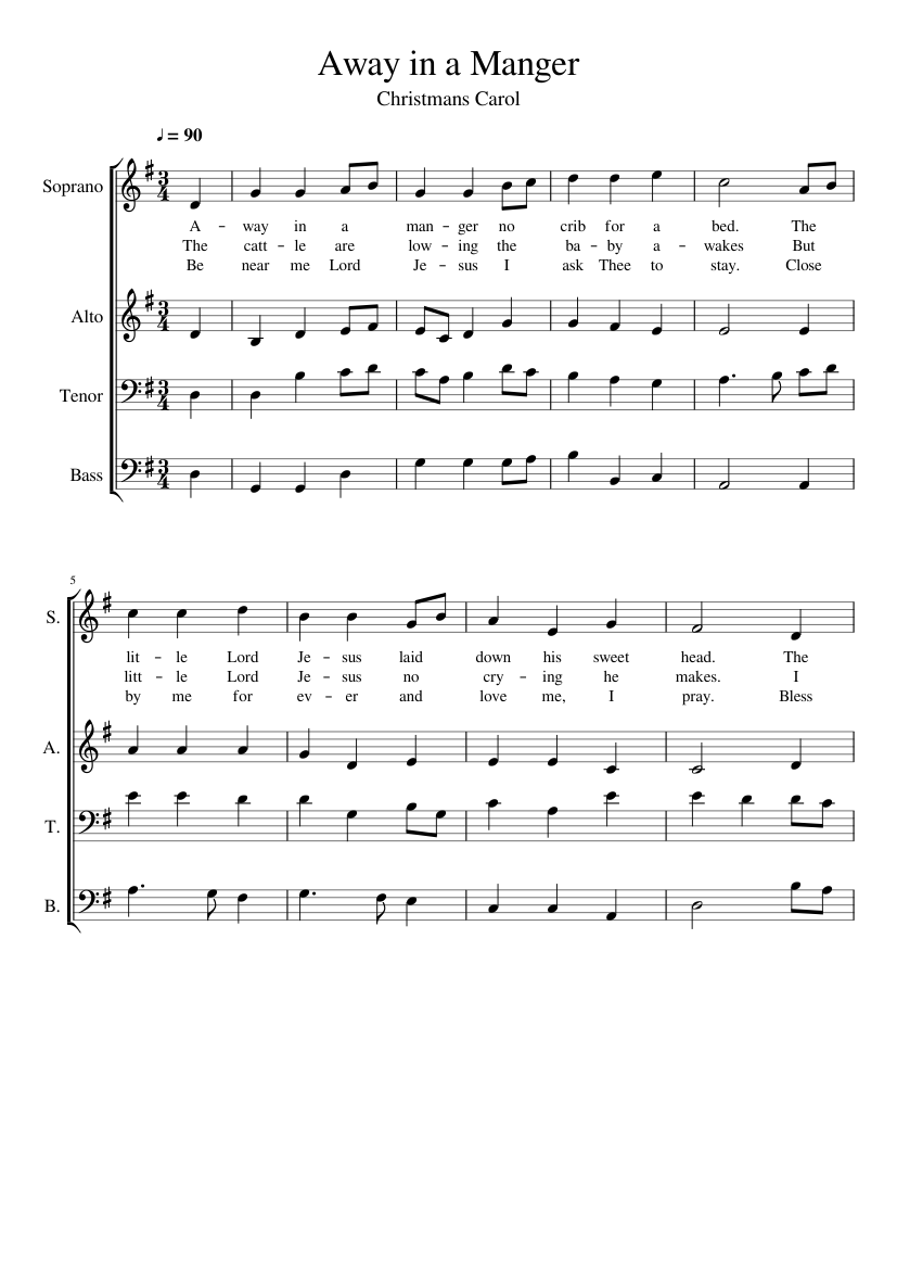 away-in-a-manger-satb-sheet-music-for-soprano-alto-tenor-bass-voice-choral-musescore-com