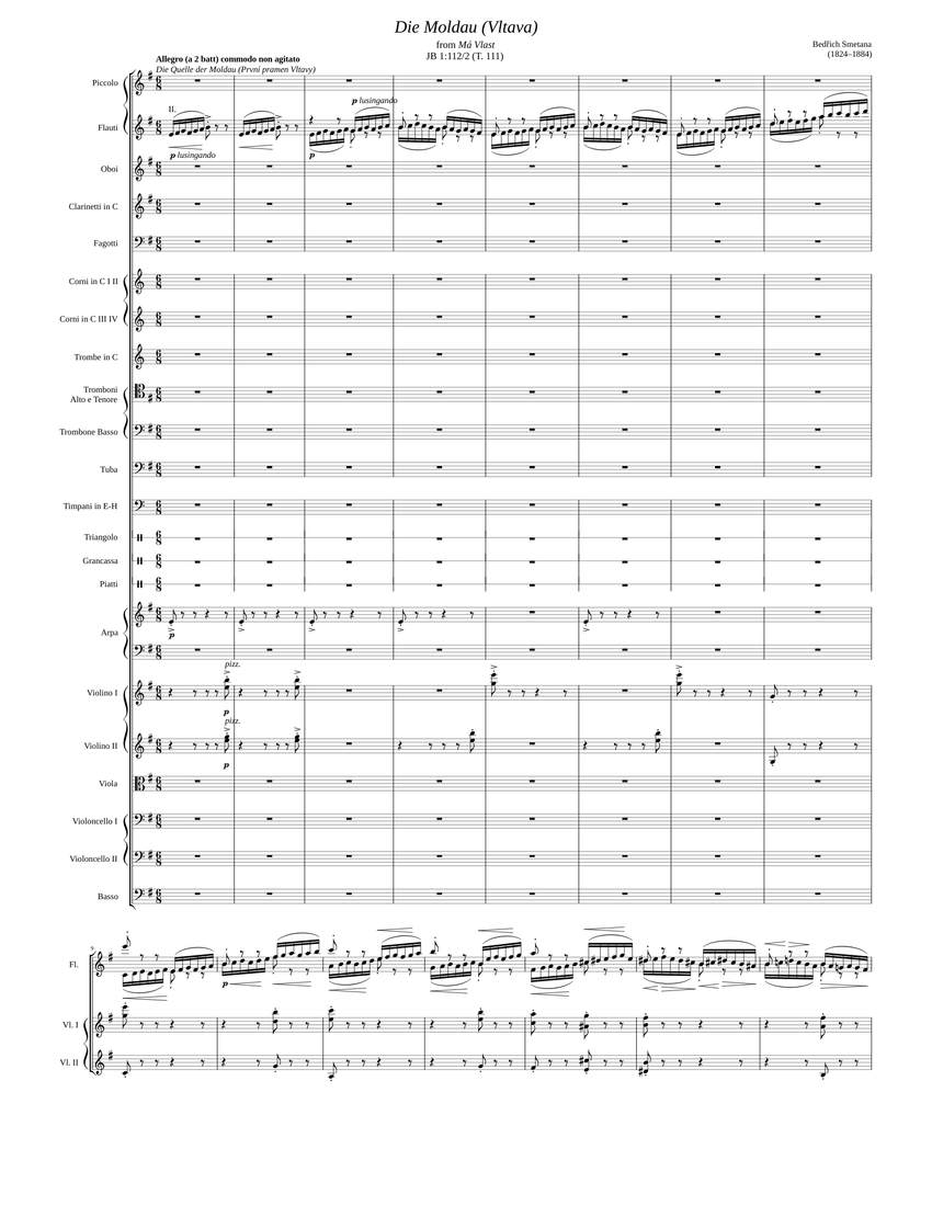 Die Moldau (Vltava) Sheet Music For Tuba, Trombone Bass, Trombone Alto ...