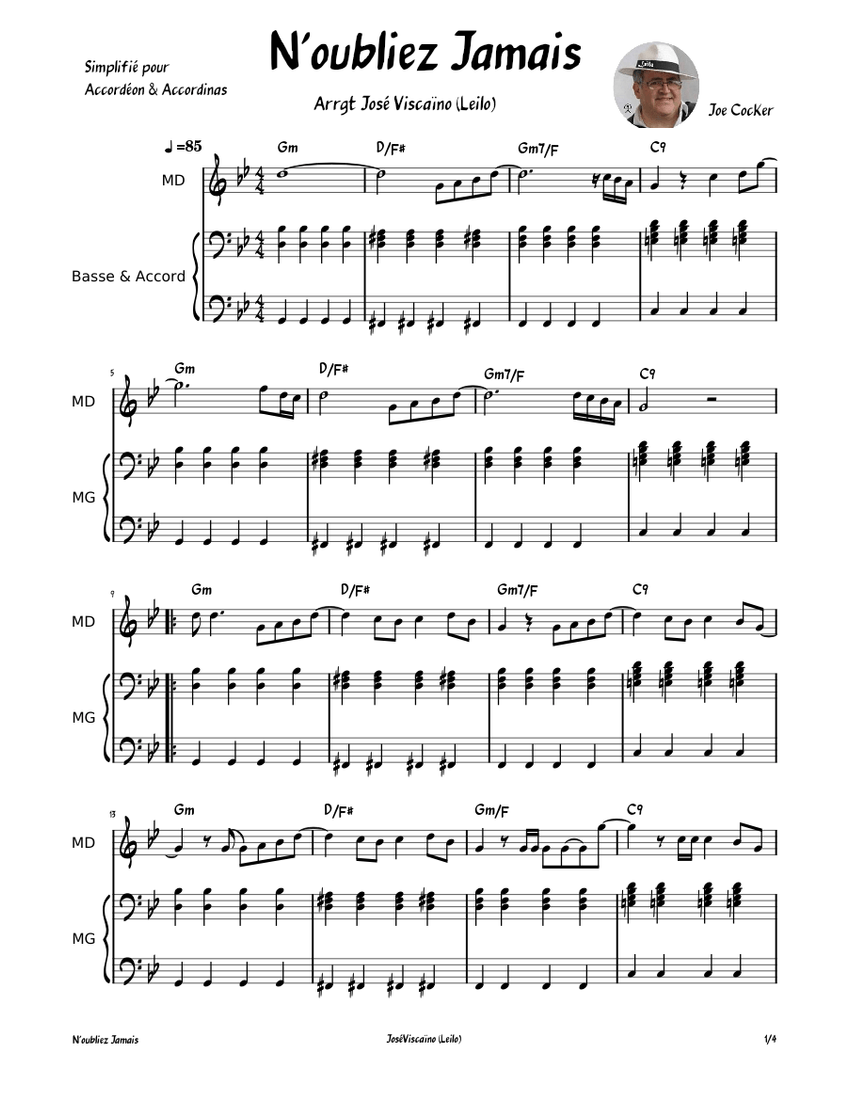 N'oubliez Jamais José Viscaïno Leilo Sheet music for Piano, Vocals  (Piano-Voice) | Musescore.com