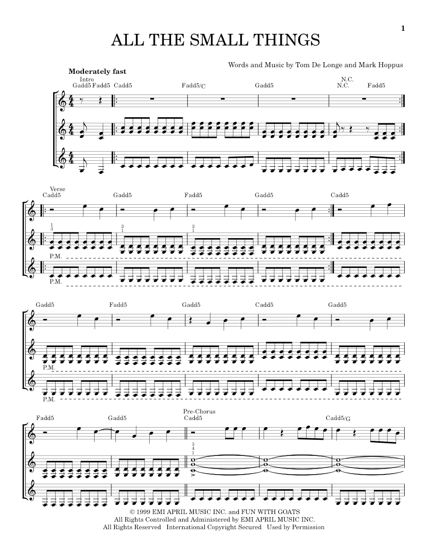 Play Official version of All the small things Sheet Music by Blink
