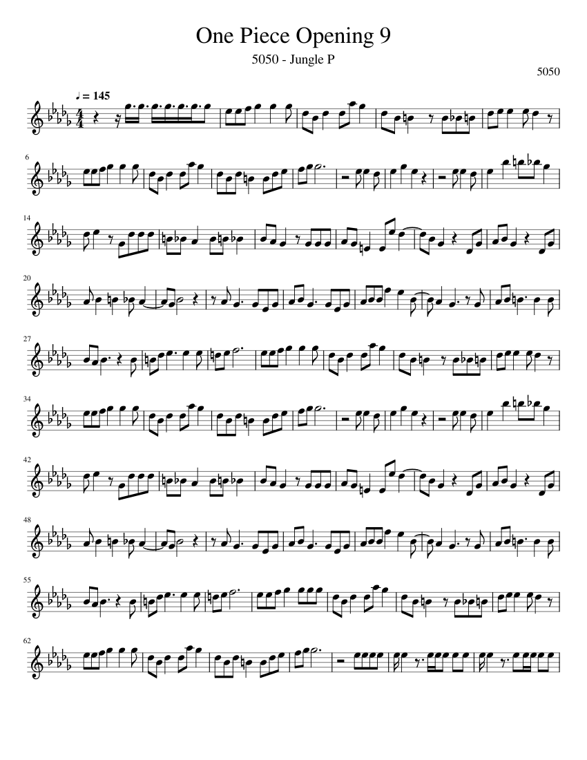 One Piece Opening 9 Sheet Music For Flute Solo Download And Print In Pdf Or Midi Free Sheet Music For Jungle P By 5050 Musescore Com