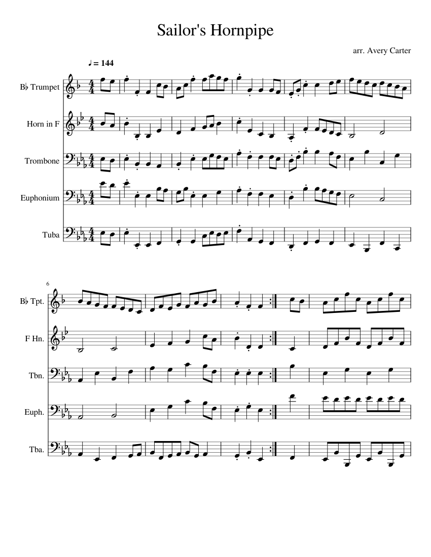Sailor's Hornpipe Sheet music for Trombone, Euphonium, Tuba, Trumpet in b-flat &amp; more ...