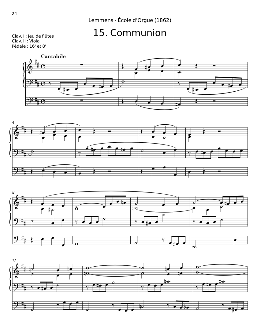 Communion pour Orgue - Nick Lemmens Sheet music for Organ (Mixed Duet ...