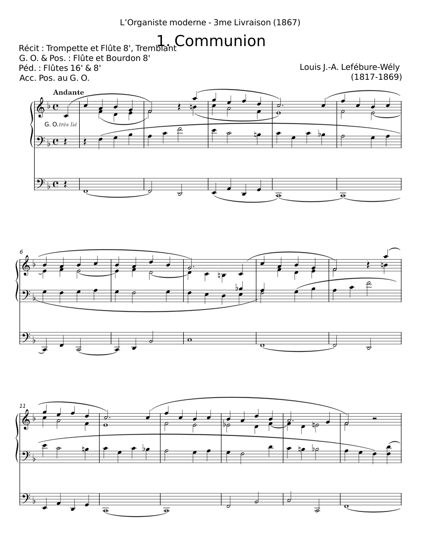 Communion Sheet Music for Organ (Mixed Duet) | MuseScore.com