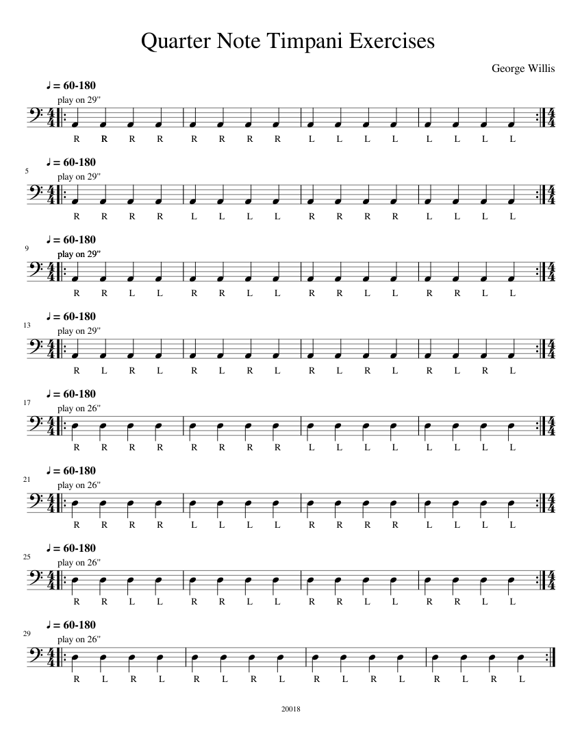 Willis Timpini Exercise 8th Sheet music for Timpani (Solo