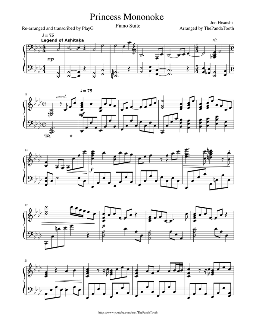 Princess Mononoke Piano Suite Sheet music for Piano (Solo) | Musescore.com