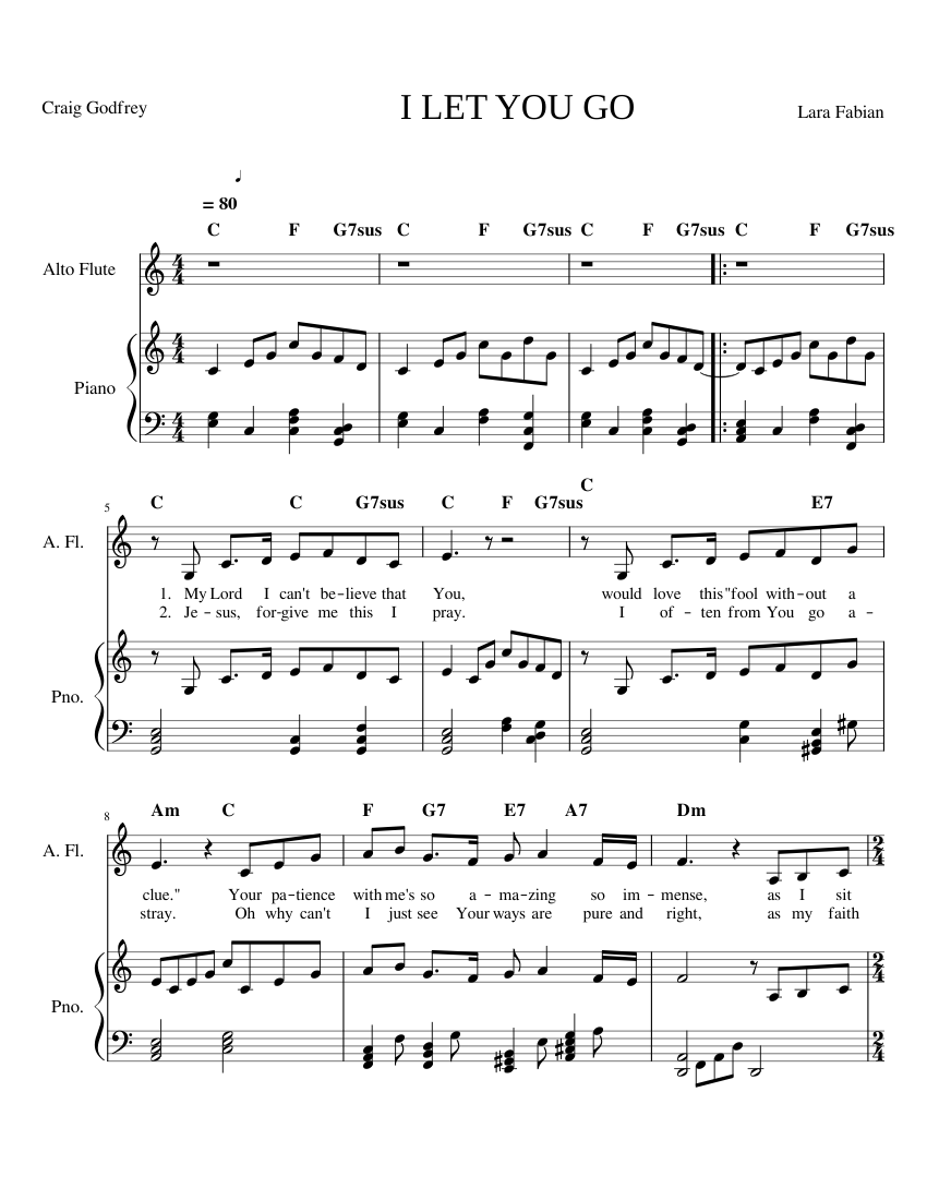 I LET YOU GO Sheet music for Piano, Flute (Alto) (Solo) | Musescore.com