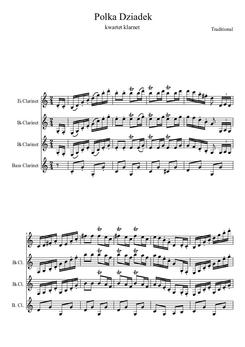 Clarinet Polka Polka Dziadek Sheet Music For Clarinet Woodwind Duet Musescore Com