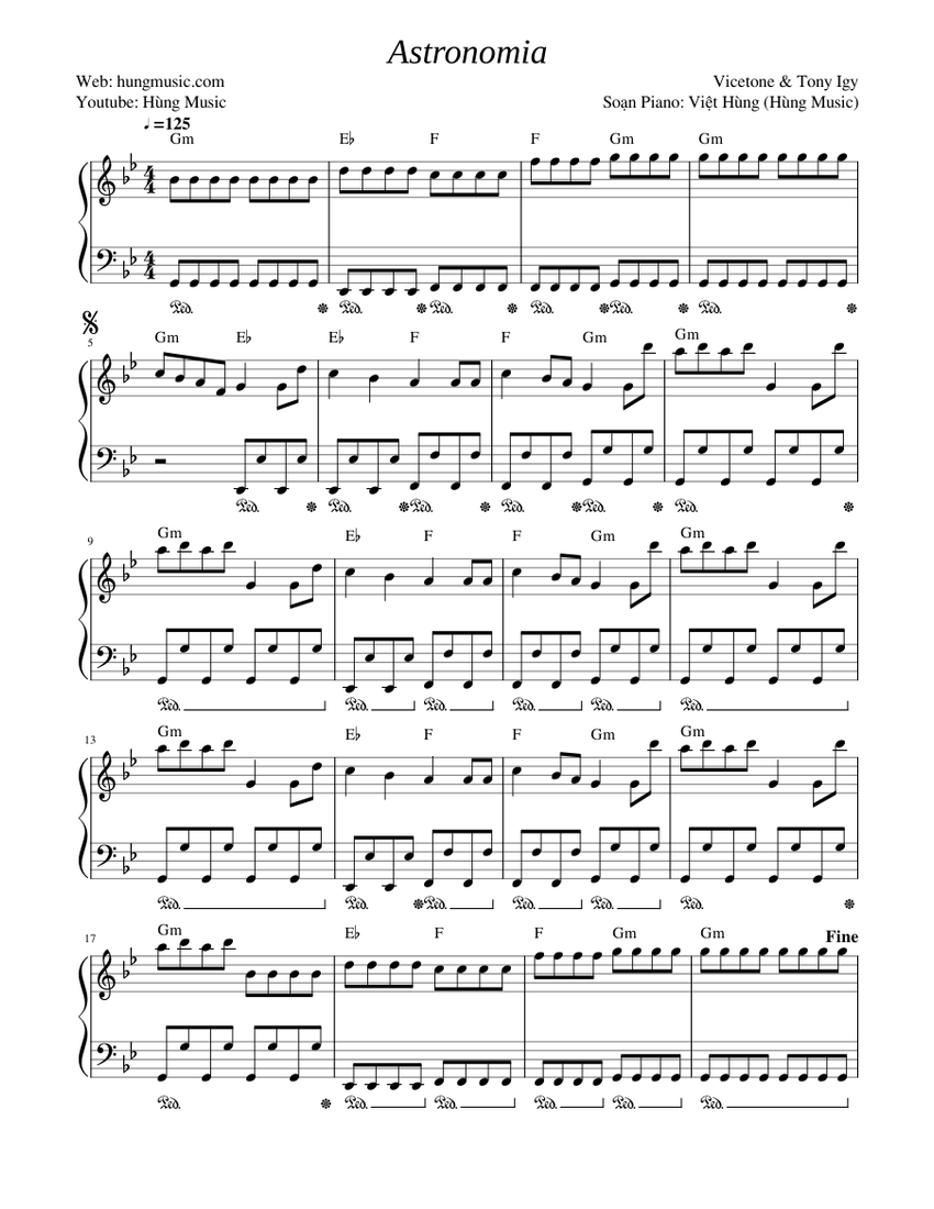 Astronomia Sheet Piano Sheet Music For Piano Solo Easy Musescore Com Score 0 @850x1100