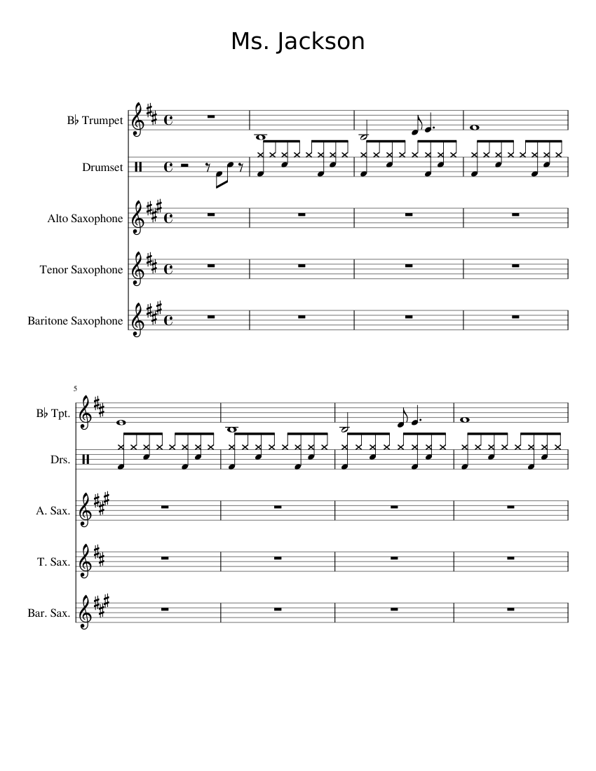 Ms. Jackson Sheet music for Saxophone alto, Saxophone tenor, Saxophone