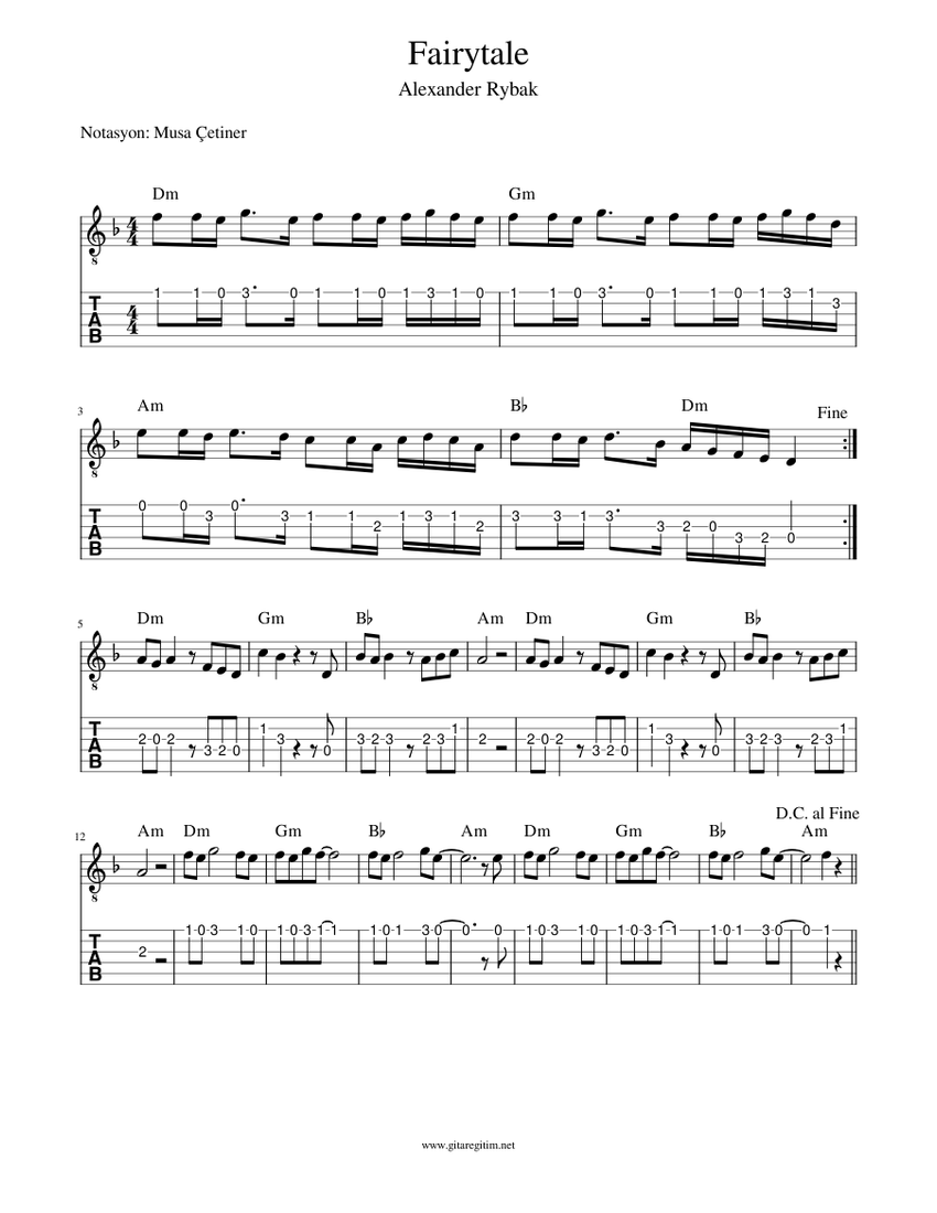 Fairytale Sheet music for Guitar (Solo) | Musescore.com