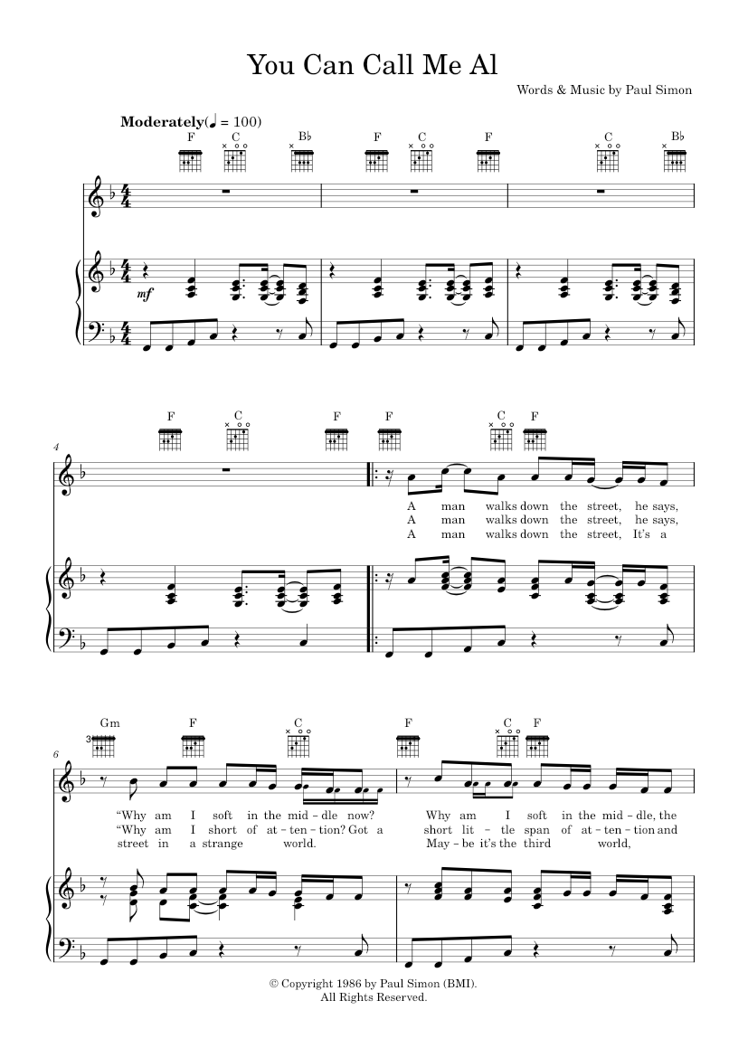 Partitions Musicales CALL ME AL - Recueil De Morceaux Variés
