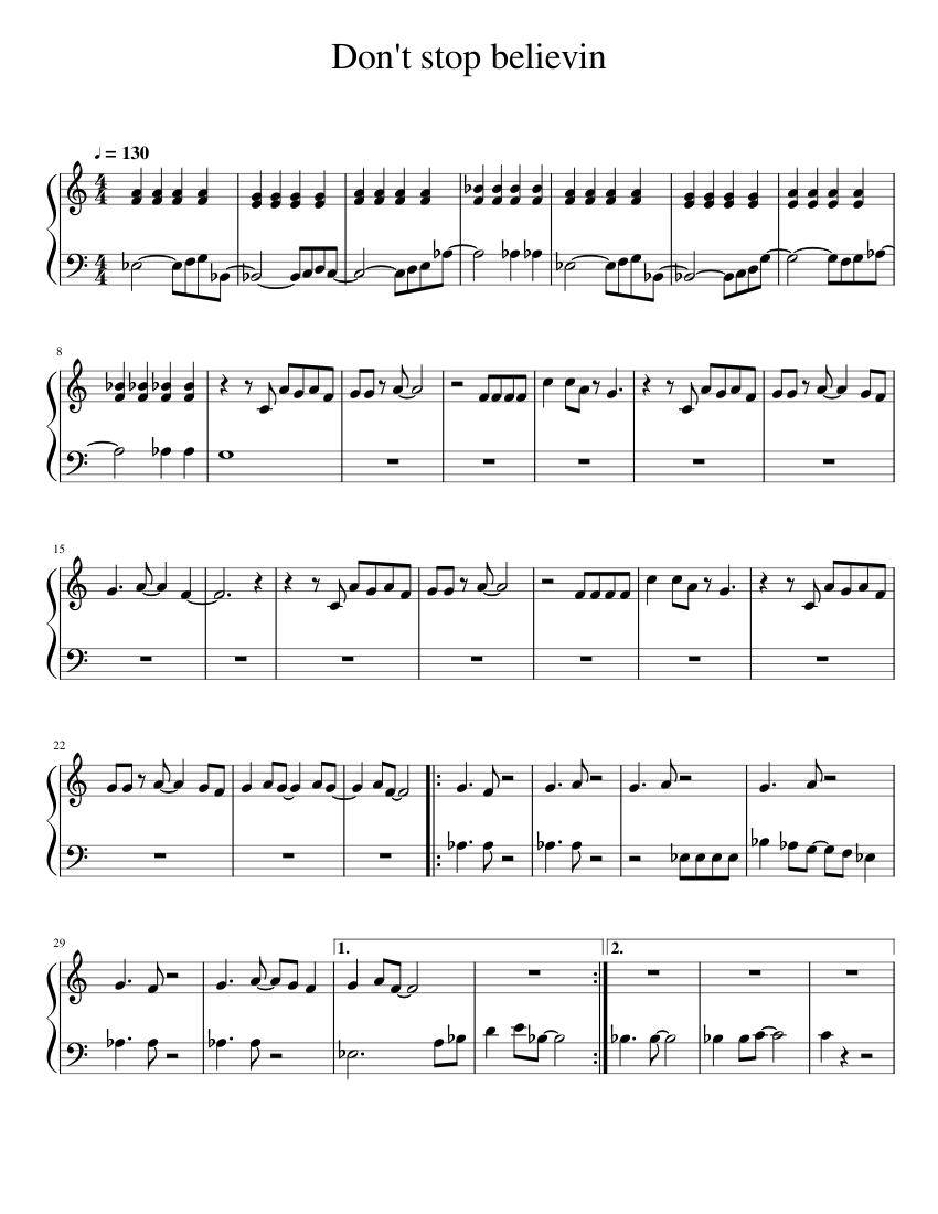 Don't Stop Believin Piano Sheet music for Piano (Solo) | Download and