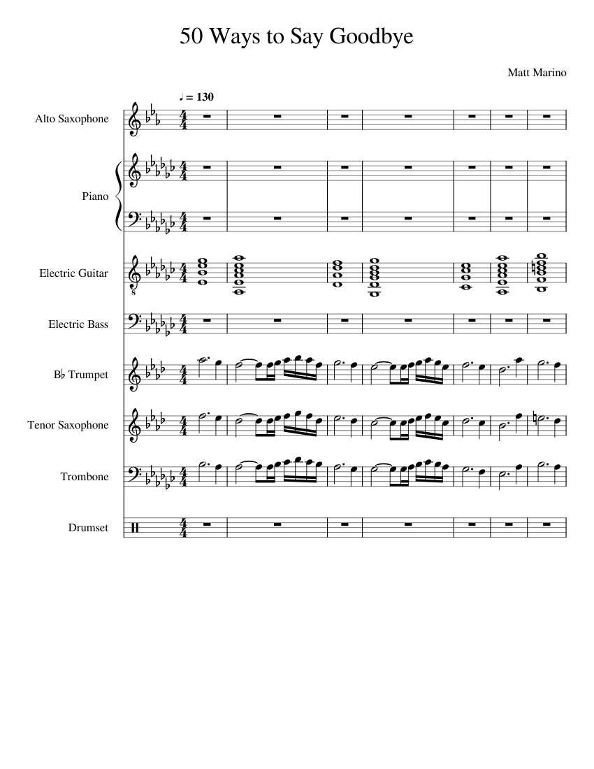 50 Ways to Say Goodbye Sheet music for Piano, Trombone, Saxophone alto,  Saxophone tenor & more instruments (Mixed Ensemble) | Musescore.com