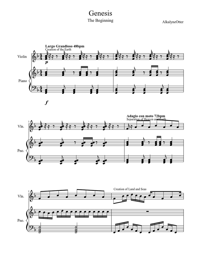 Genesis Sheet music for Piano, Violin (Solo) | Download and print in