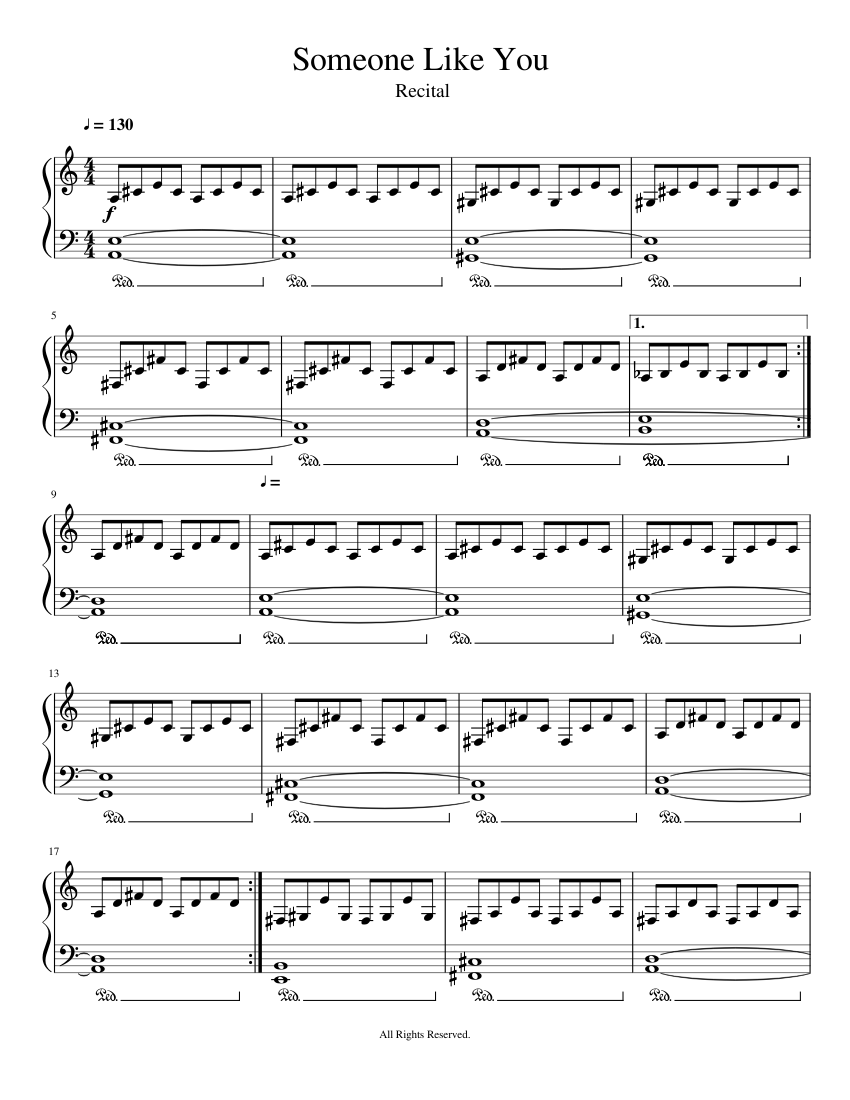 Someone Like You Instrumental Sheet music for Piano (Solo) | Musescore.com