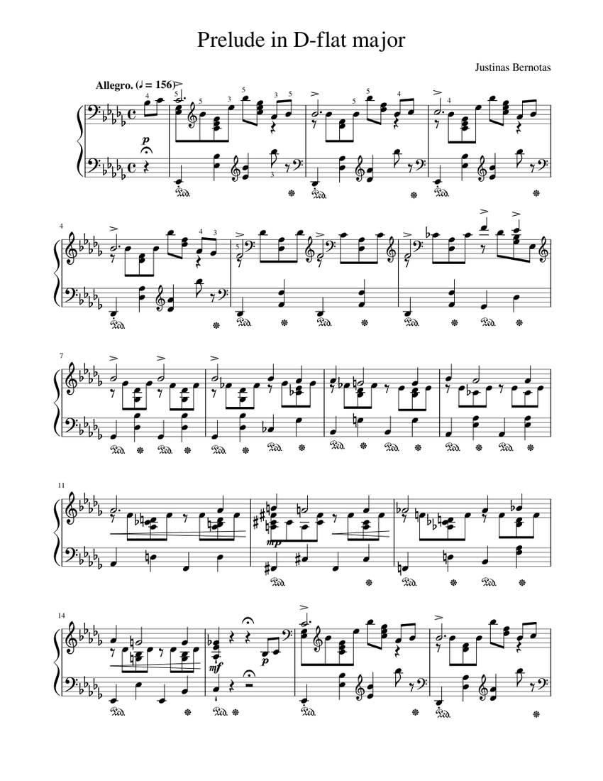 Prelude in D-flat major (original) Sheet music for Piano (Solo) | Musescore.com