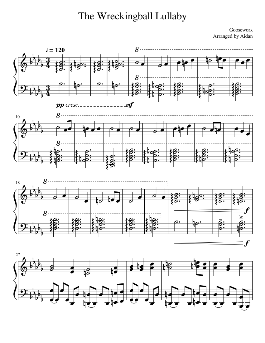 The Wreckingball Lullaby Sheet music for Piano (Solo) | Musescore.com