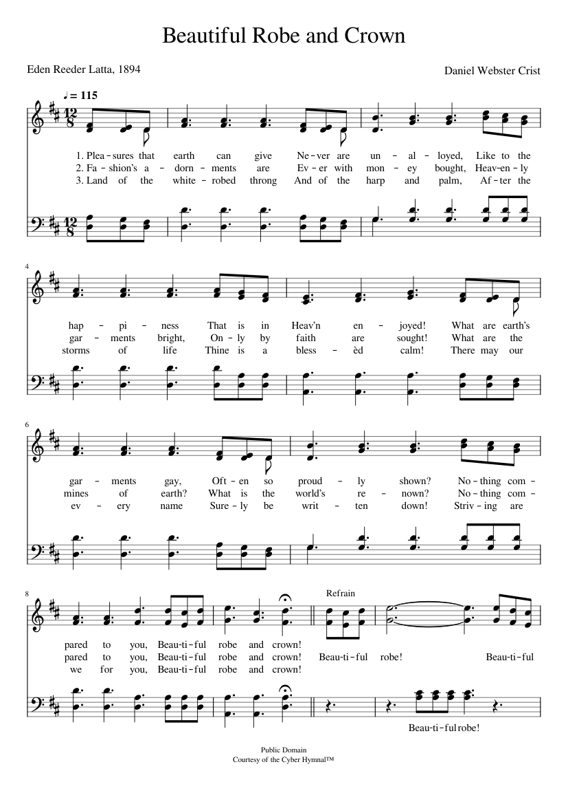 Beautiful robe and crown Daniel W. Crist Sheet music for Piano (Piano