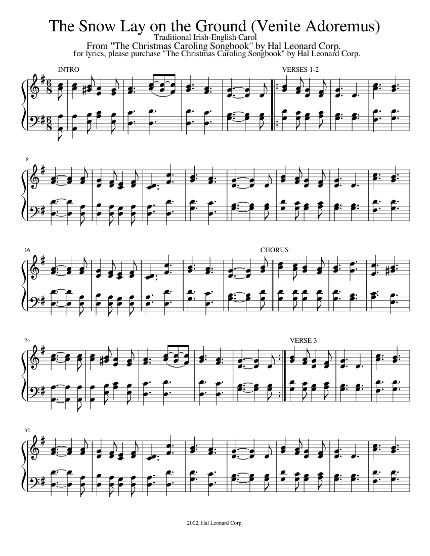 Snow Lay The Snow Lay on the Ground Venite Adoremus - piano tutorial