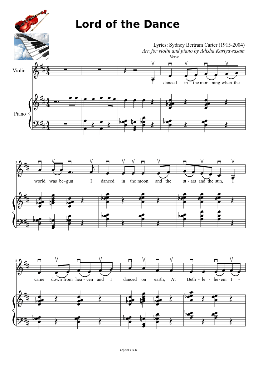 Udgående hørbar Glimte Lord of the Dance (Violin and Piano) Sheet music for Piano, Violin (Solo) |  Musescore.com
