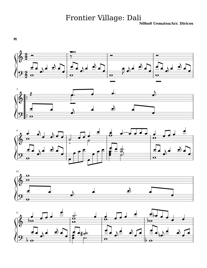 Final Fantasy 9 Frontier Village Dali Sheet Music For Piano Solo Musescore Com