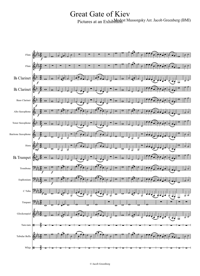 Great Gate of Kiev Sheet music for Trombone, Tuba, Flute, Timpani & more  instruments (Mixed Ensemble) | Musescore.com