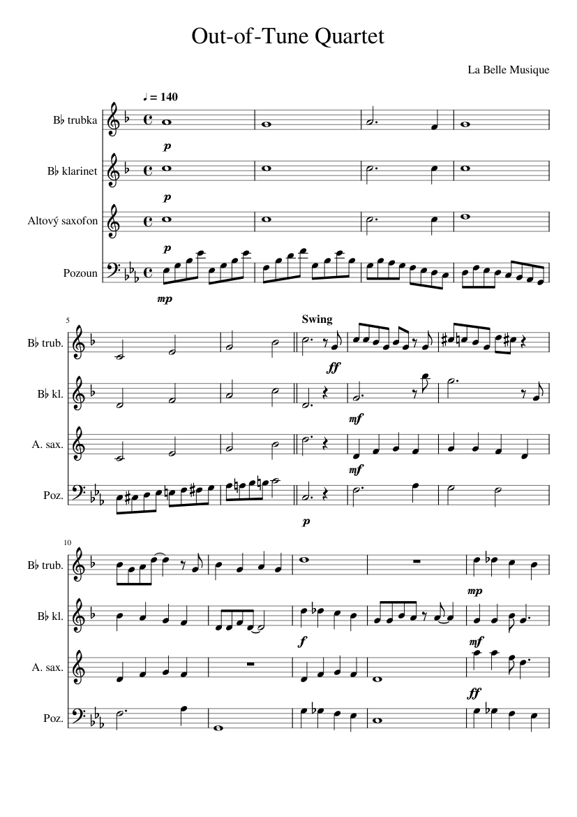 OutofTune Quartet Sheet music for Trombone, in bflat