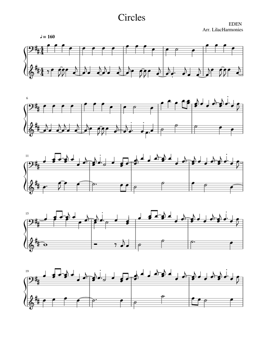 Circles Eden Piano Solo Sheet Music For Piano Solo Musescore Com Dm but just know bb i'm singing for your xo. circles eden piano solo sheet music