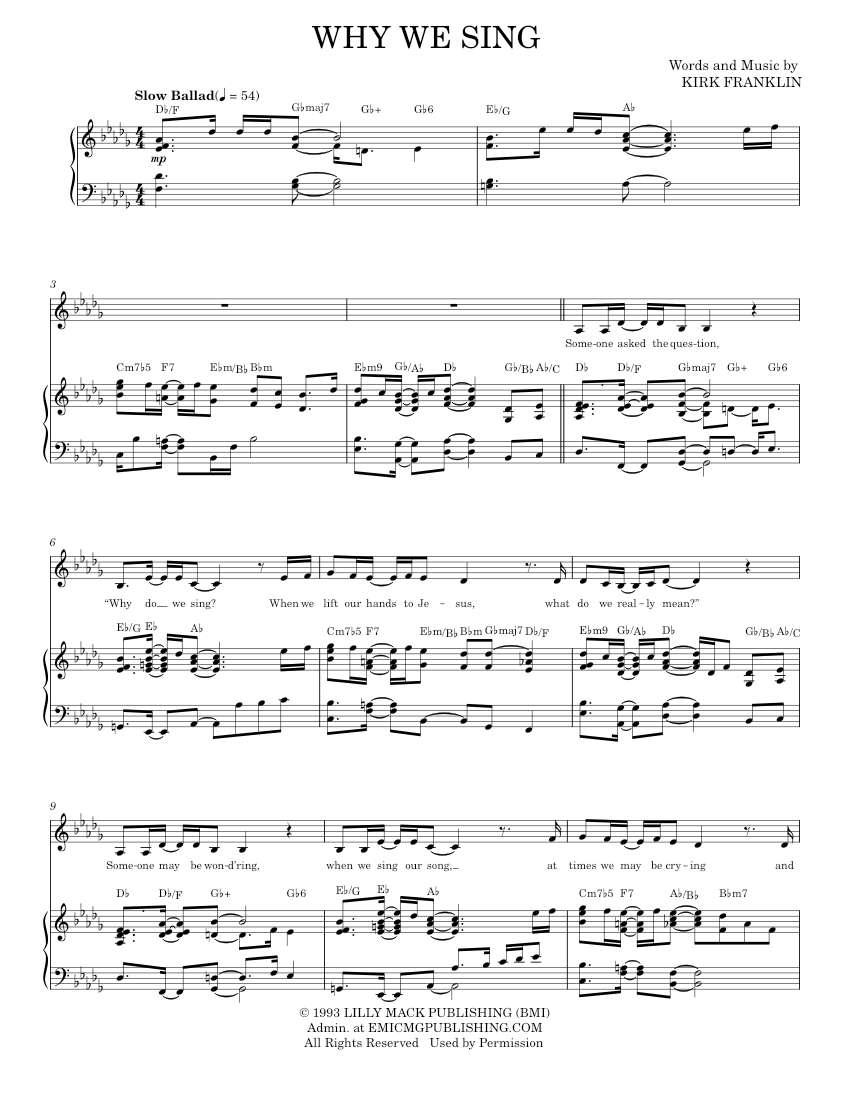 Why We Sing Sheet Music For Piano Vocals By Kirk Franklin Official Why we sing sheet music for piano vocals by kirk franklin official