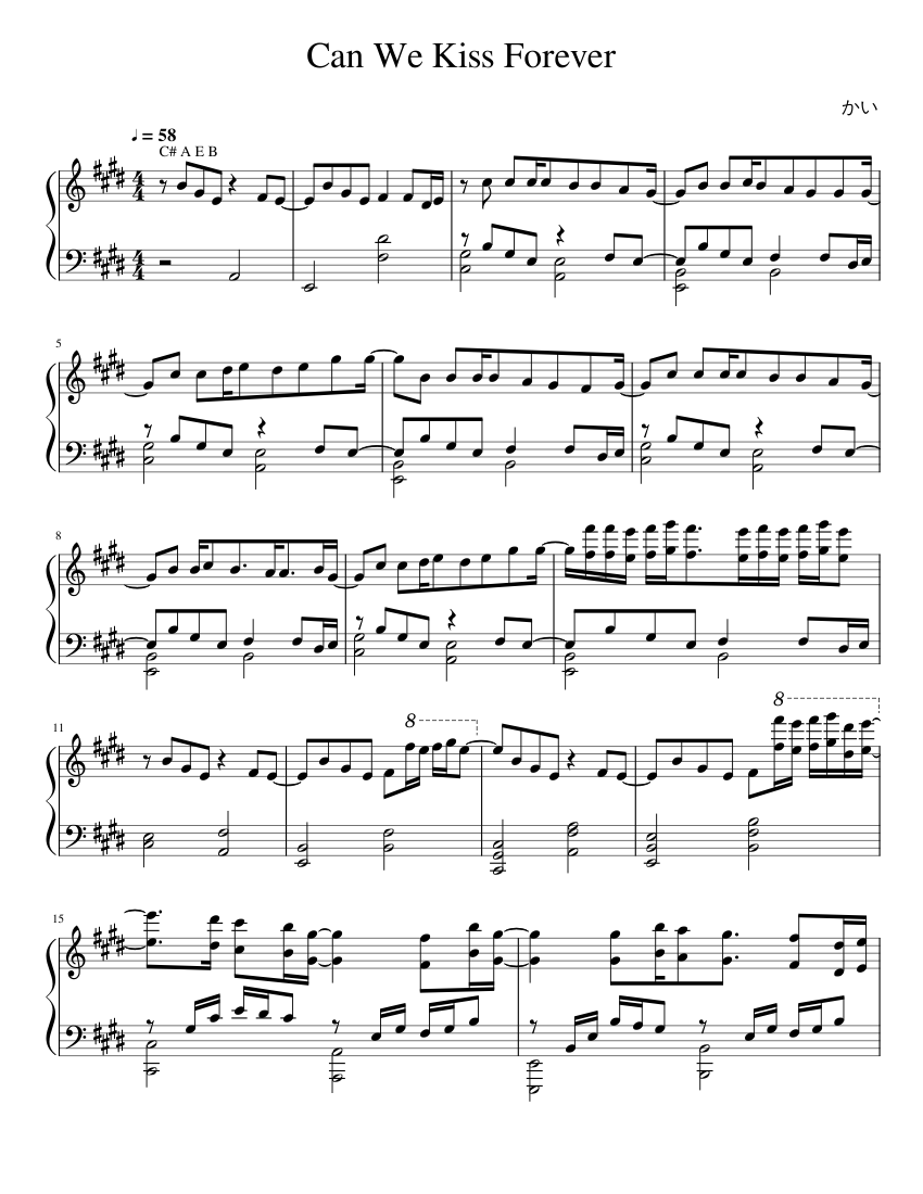 Can We Kiss Forever Sheet music for Piano (Solo)