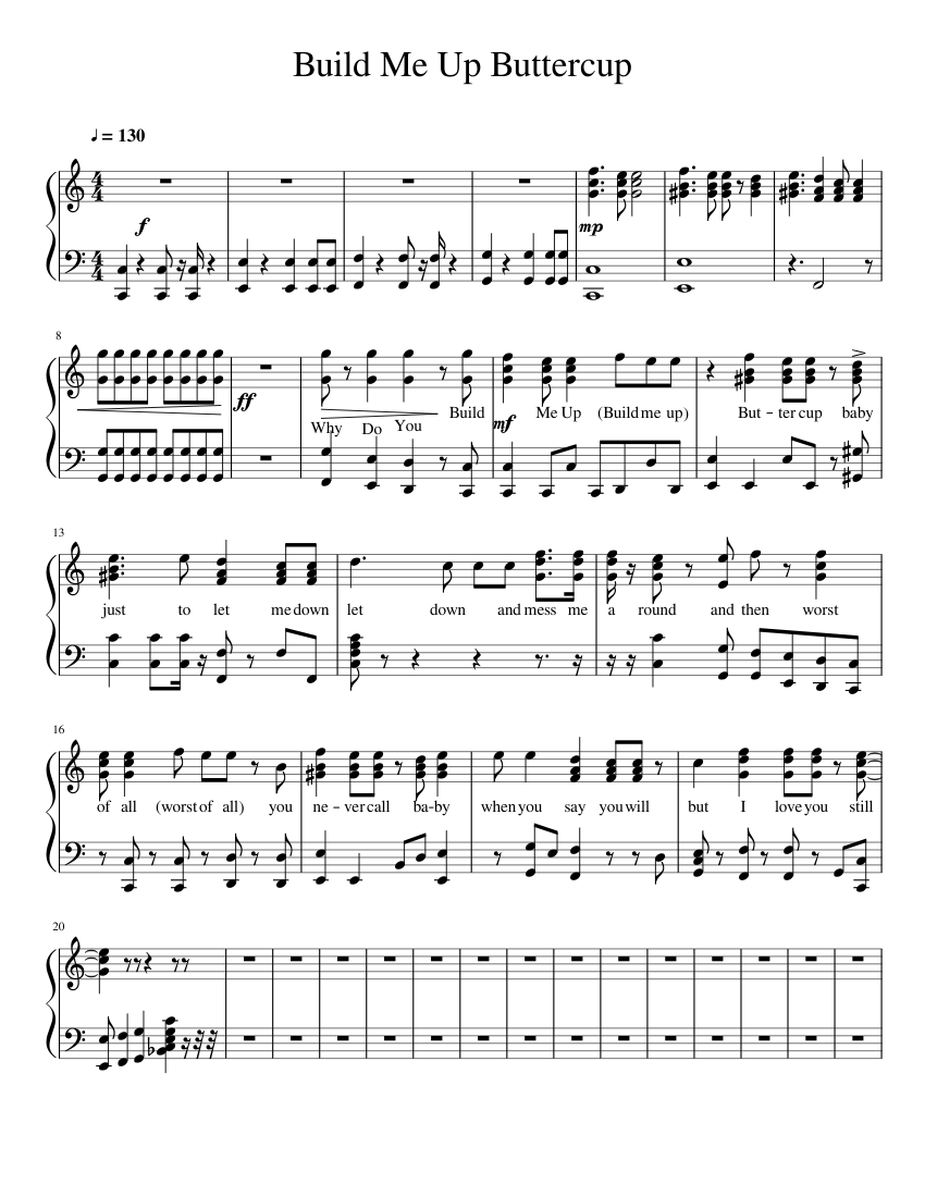 Build Me Up Buttercup Sheet music for Piano (Solo) Easy | Musescore.com