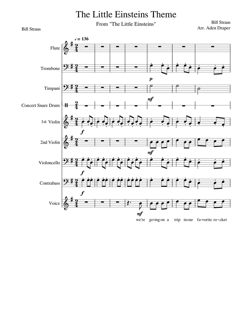 The Little Einsteins Theme Sheet music for Trombone, Vocals, Flute, Contrabass & more ...