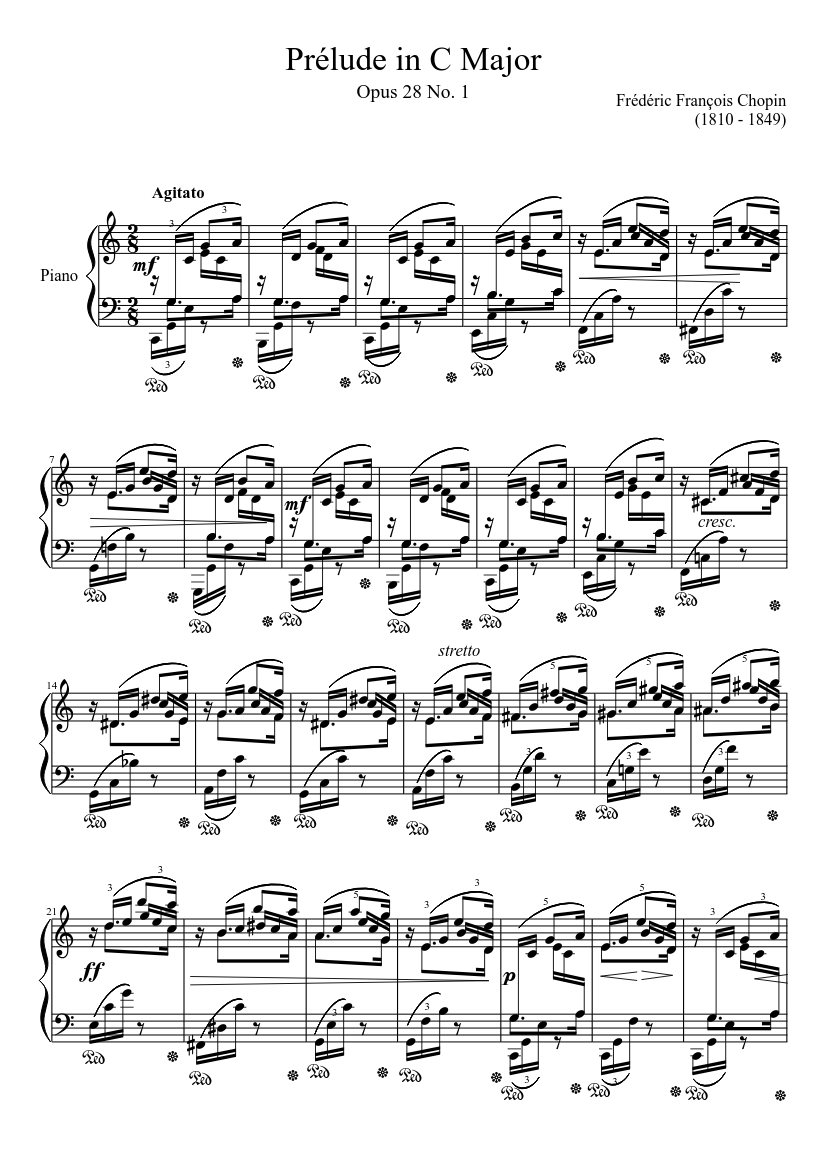 Prélude Opus 28, No. 1 in C Major Sheet music for Piano (Solo) |  Musescore.com