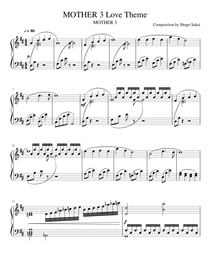 MOTHER 3 Love Theme Sheet music for Piano (Solo)