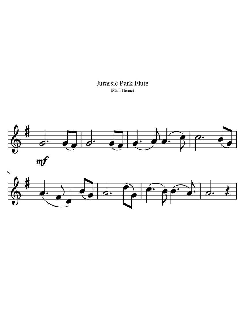 Jurassic_Park_Flute Sheet music for Flute (Solo) | Musescore.com