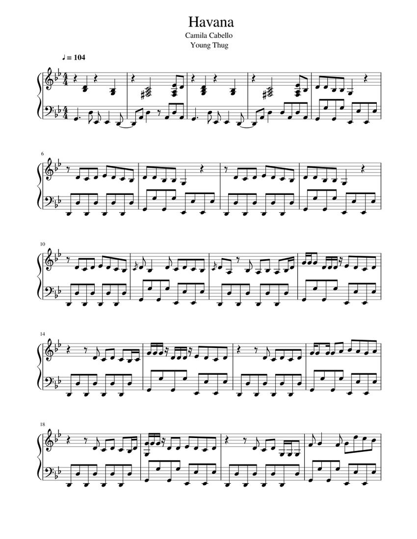 Havana Sheet music for Piano (Solo) | Musescore.com