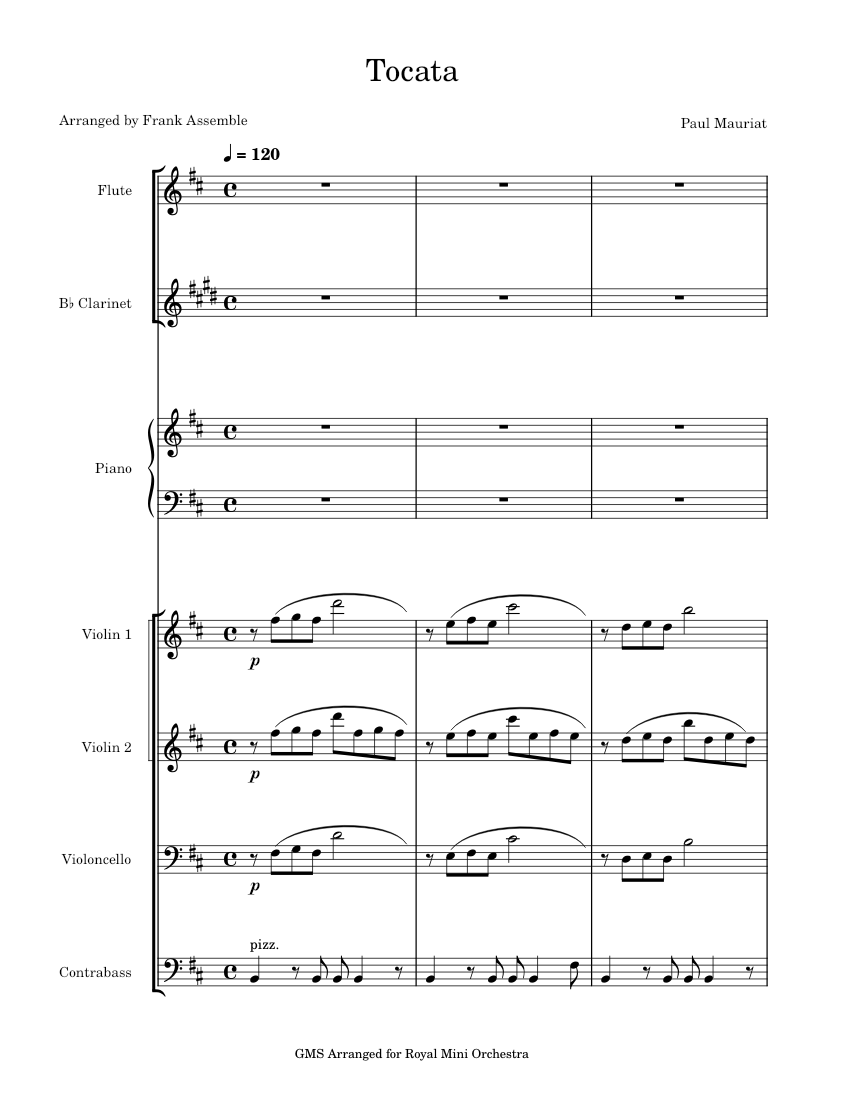 Paul Mauriat – Toccata / partition de piano facile avec doigtés