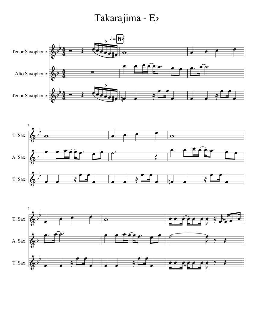 Takrajima sax Sheet music for Saxophone alto, Saxophone tenor