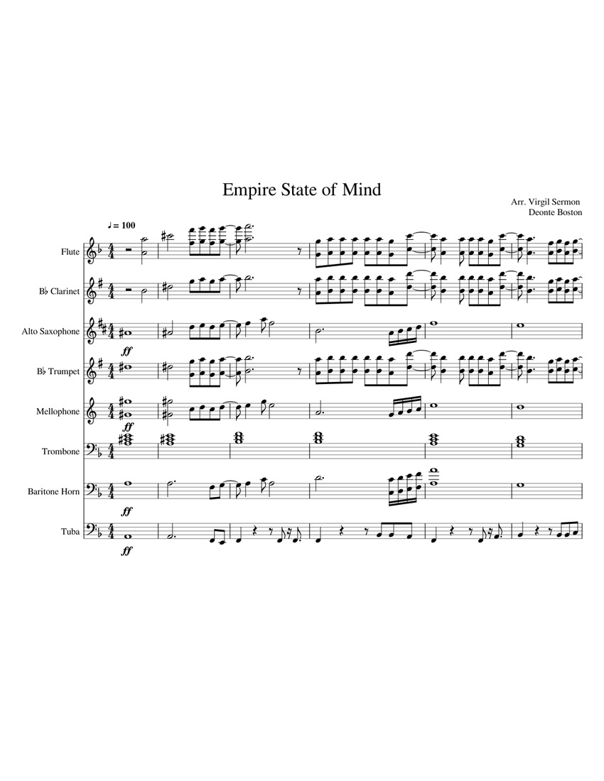 Empire State of Mind Sheet music for Trombone, Tuba, Mellophone, Flute &  more instruments (Mixed Ensemble) | Musescore.com