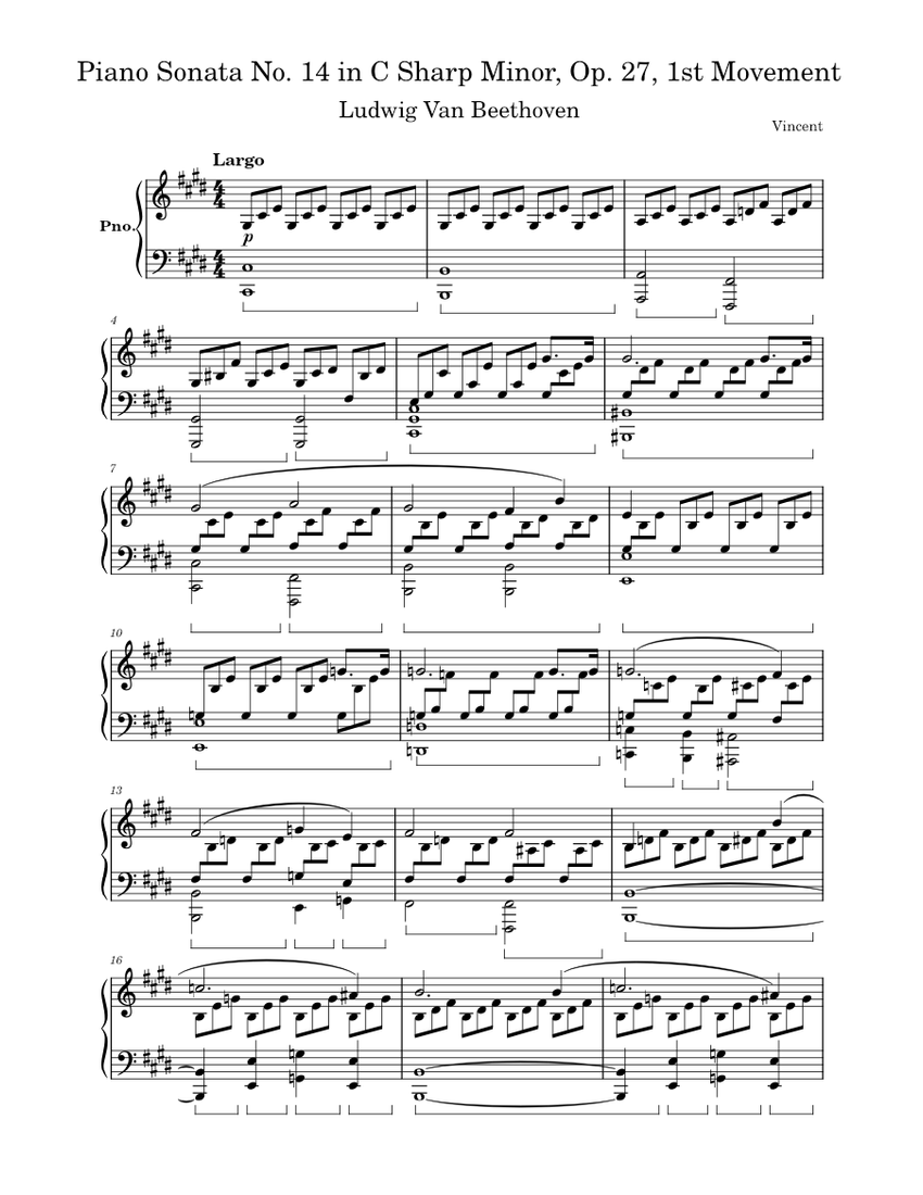 Beethoven - Piano Sonata No. 14 in C Sharp Minor, Op. 27, 1st Movement Sheet  music for Piano (Solo) | Musescore.com