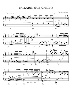 Free Ballade Pour Adeline by Richard Clayderman sheet music | Download PDF  or print on Musescore.com