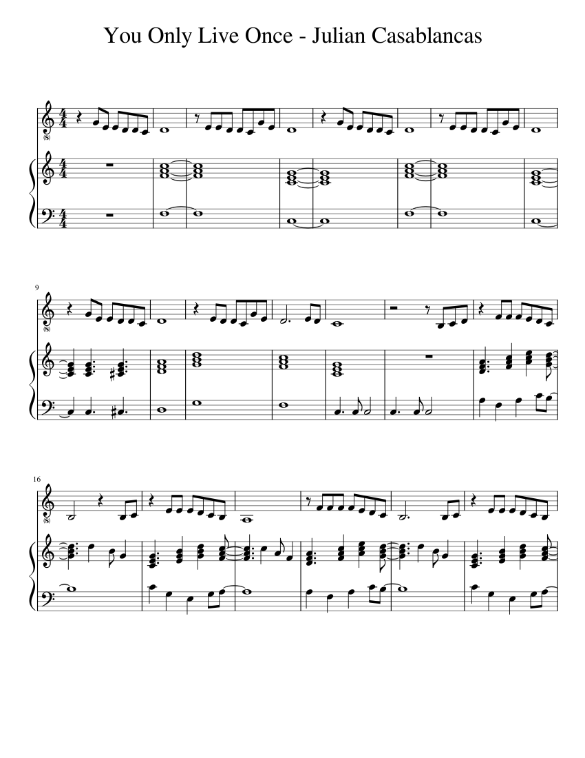 The Strokes - You Only Live Once Sheet music for Piano (Solo