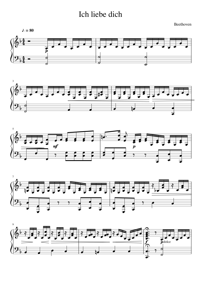 Ich liebe dich Sheet music for Piano (Solo) | Musescore.com