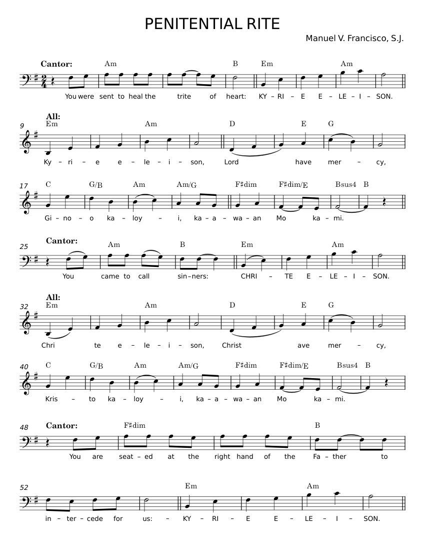 Penitential Rite - Manuel V. Francisco Sheet music for Synthesizer ...
