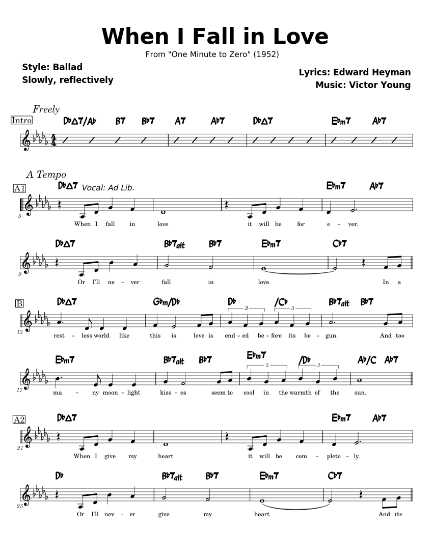 When I Fall In Love Nat King Cole Sheet Music For Vocals Solo When i fall in love nat king cole sheet music for vocals solo