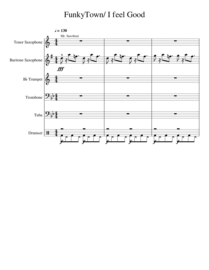 Lucky chops funkytown and i feel good Sheet Music for Trombone, Tuba ...